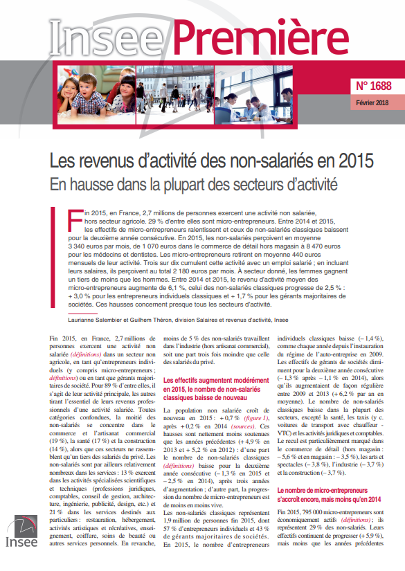 Les revenus d’activité des non-salariés en 2015